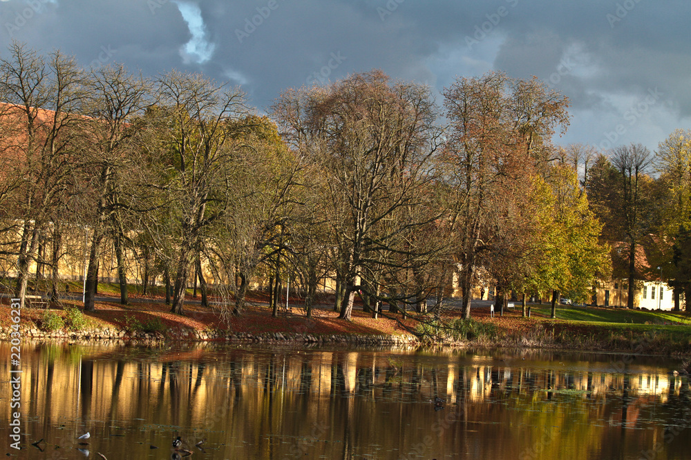 reflection on a lake in autumn in Denmark reflection on a lake in autumn in Denmark
