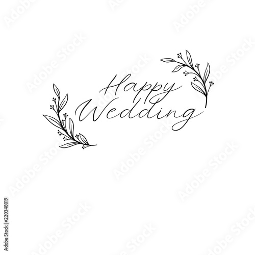 Happy Wedding Hand Lettering Text Calligraphy Inscription For Greeting Cards Wedding Invitations Vector Brush Calligraphy Stock ベクター Adobe Stock