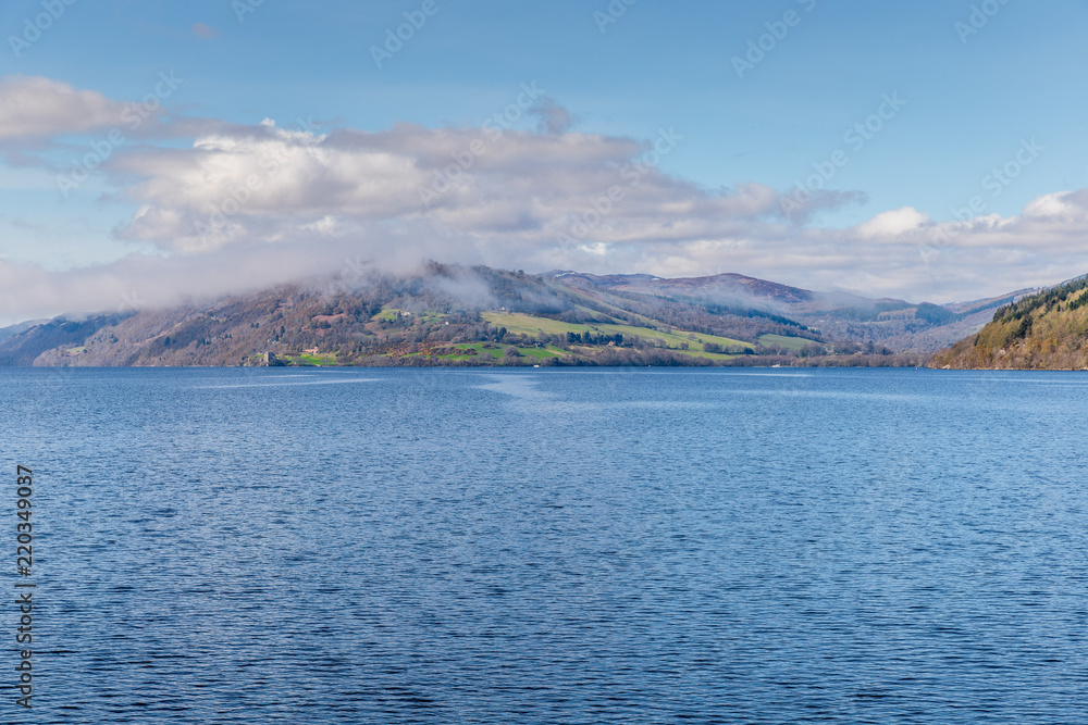 Famous Loch Ness lake in the Highlands of Scotland