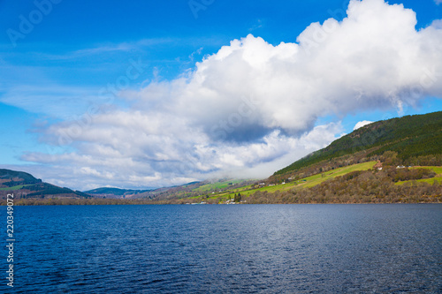 Hills and valleys around the famous Loch Ness lake in the Highlands of Scotland