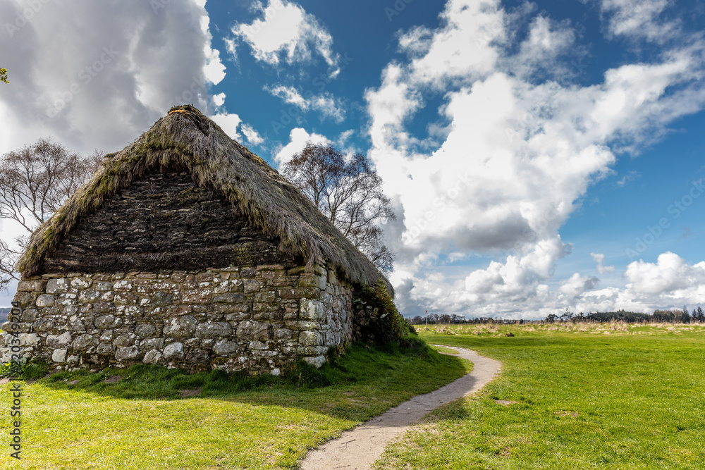 Cottage in Culloden Moor battlefield in the Highlands of Scotland