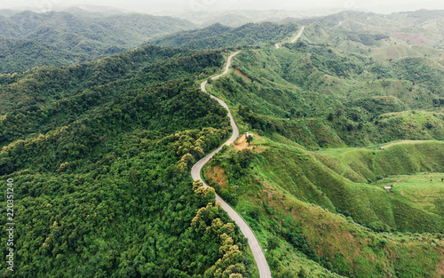 Asphalt curved highway on mountain