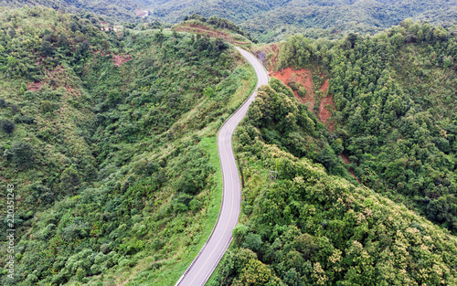 Asphalt curved highway on mountain