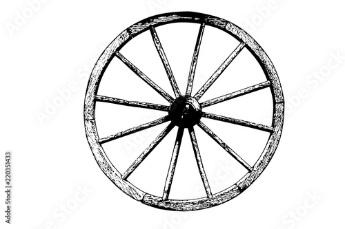 Old wheel cart vector illustration