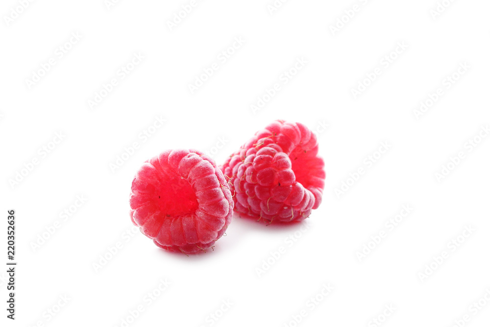 Ripe berries of sweet raspberry in the spring Ripe berries of sweet raspberry in the spring