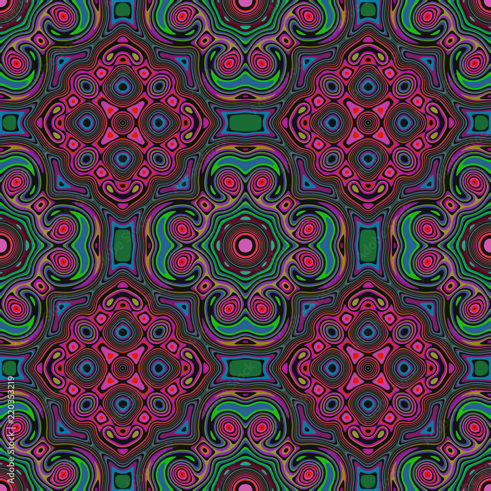 Vintage Moroccan Tile Pattern Digitally Printed on Rangna Silk main image 1