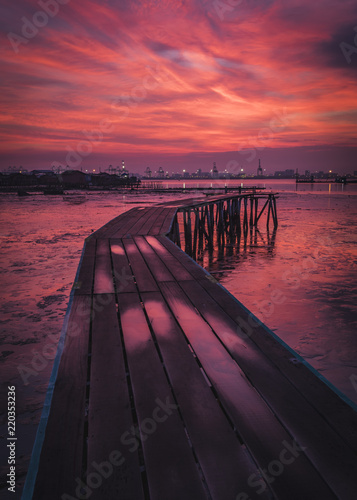 Clan Jetties Pier at sunrise Penang, Malayisa