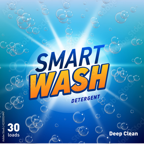 detergent advertising concept design for product packaging in blue color