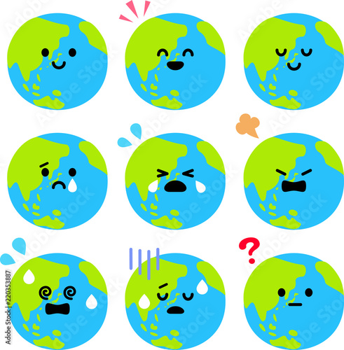 地球のキャラクターのいろいろな表情