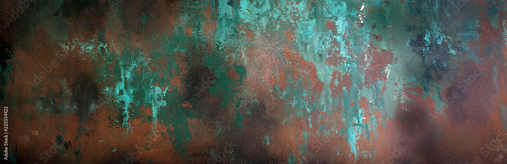 Fototapeta Rusty metal texture, background, design, pattern, long banner