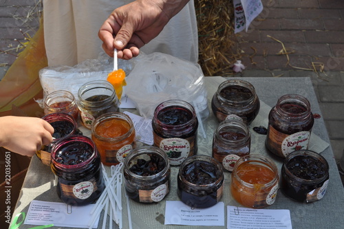 Jars of tasty jam for testing on the homemade market
