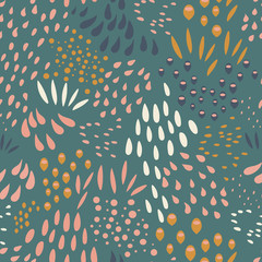 Fototapete Organische Formen Botanisches Doodle Muster freihand gezeichnet  © dinadankersdesign