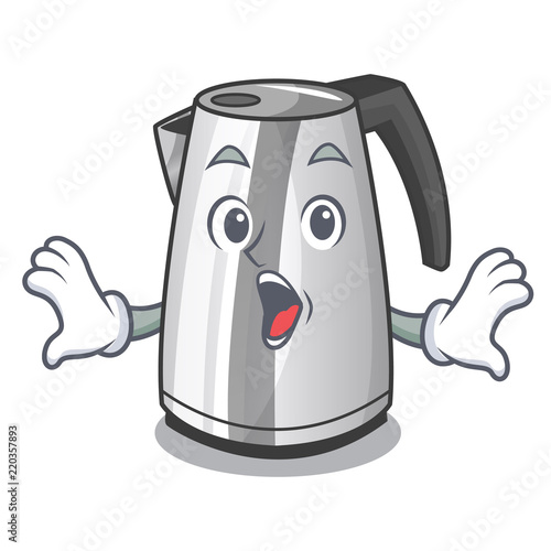 Surprised kitchen electric kettle on a mascot