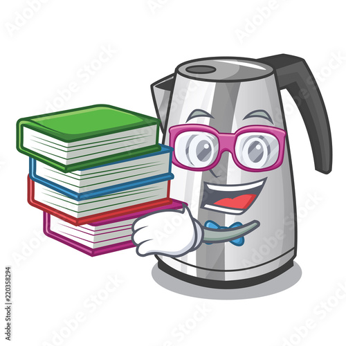 Student with book mascot cartoon household kitchen electric kettle