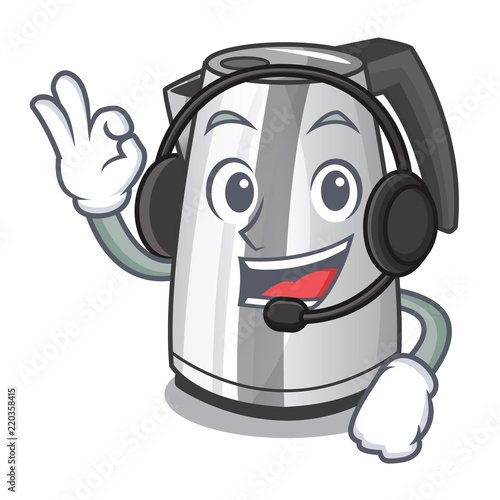 With headphone mascot cartoon household kitchen electric kettle