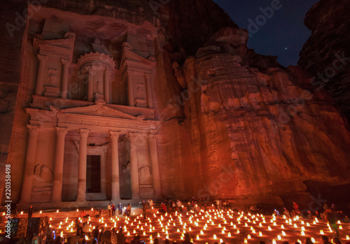 Petra, Jordan - one of the most famous recognizable historical sites in the World, Petra is the main attraction of Jordan. Here in particular the facade of the Treasury