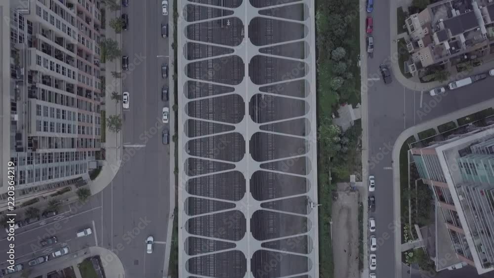 aerial topdown bridge shot + light traffic aerial topdown bridge shot + light traffic
