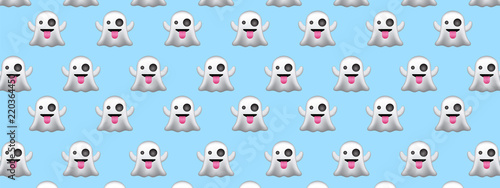 Halloween background with cute ghosts. Vector