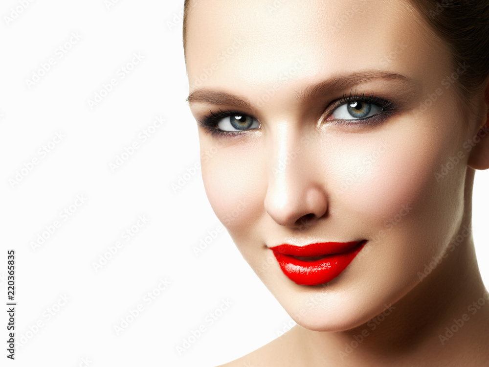 Woman health. Red Sexy Lips . Open Mouth. Makeup cosmetics. Make up concept. Beauty model girl's face isolated on white background. Filler injections. Lip augmentation, Beautiful Perfect Lips Woman health. Red Sexy Lips . Open Mouth. Makeup cosmetics. Make up concept. Beauty model girl's face isolated on white background. Filler injections. Lip augmentation, Beautiful Perfect Lips