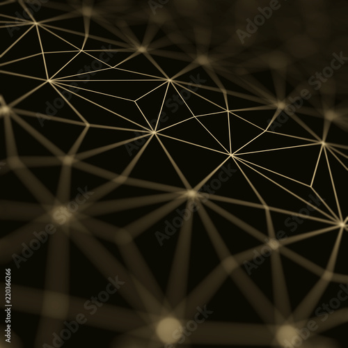 Gold black background with luxury geometric pattern. Triangular golden light texture