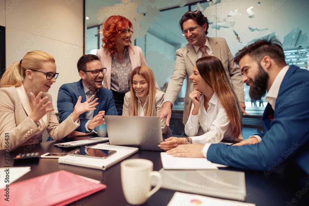 Successful business group working at the office