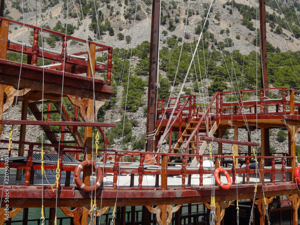Old abandoned wooden sailing ship on the background of the mountain
Old abandoned wooden sailing ship on the background of the mountain