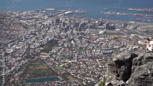 Cape Town, South Africa shot from Table mountain. Slow motion pan.