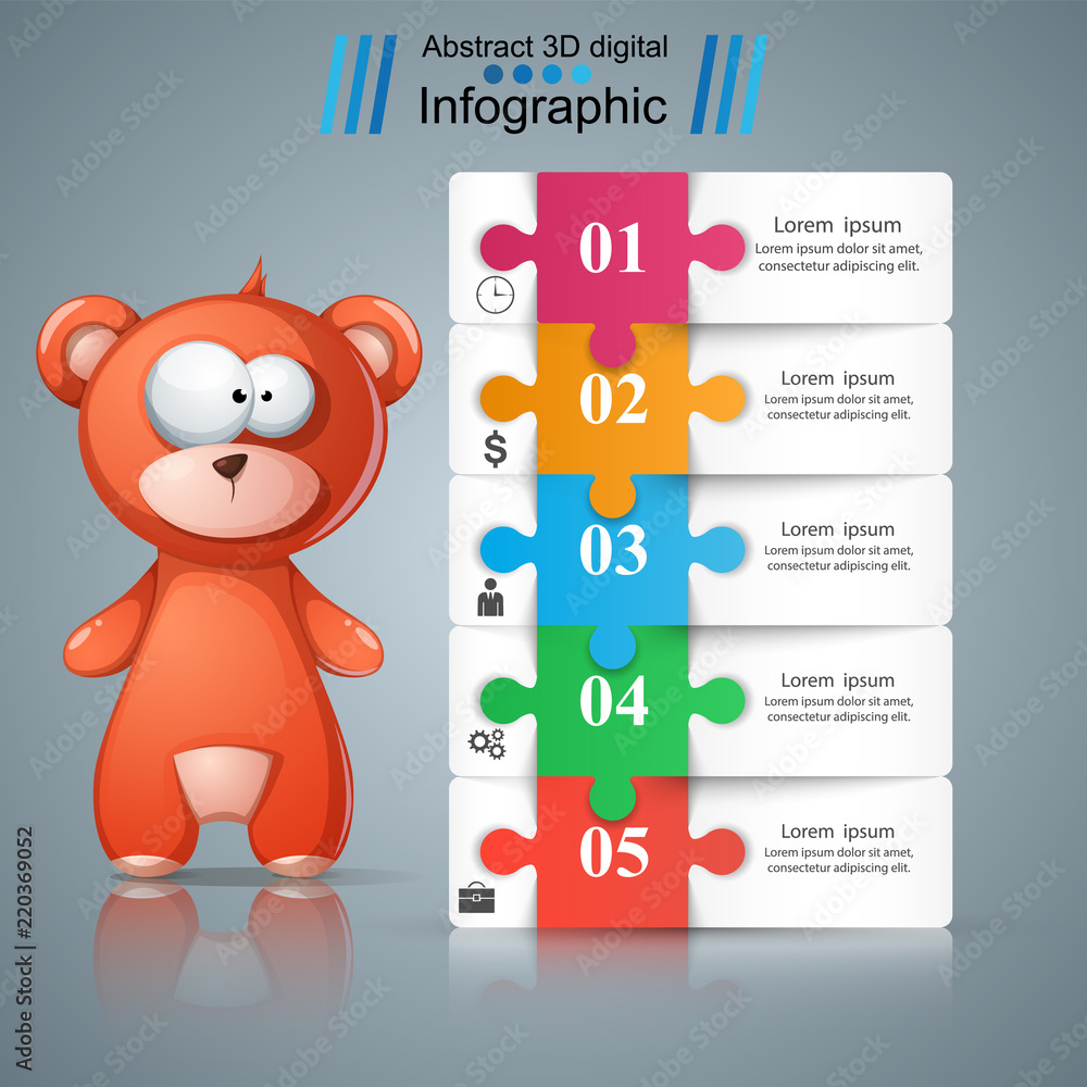 Bear toy illustration. Cartoon paper infographic. Vector eps 10 Bear toy illustration. Cartoon paper infographic. Vector eps 10