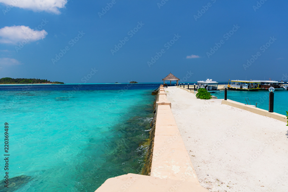 Concrete jetty in the Maldives