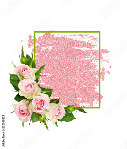 Pink rose flowers and a gre...