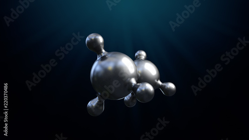 3D illustration of abstract silver metal molecule background