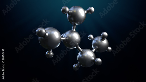 3D illustration of abstract silver metal molecule background