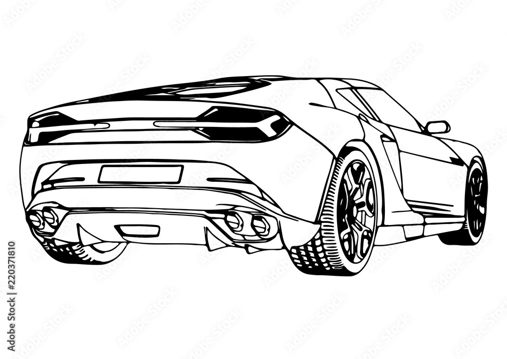 sketch of a sports car vector