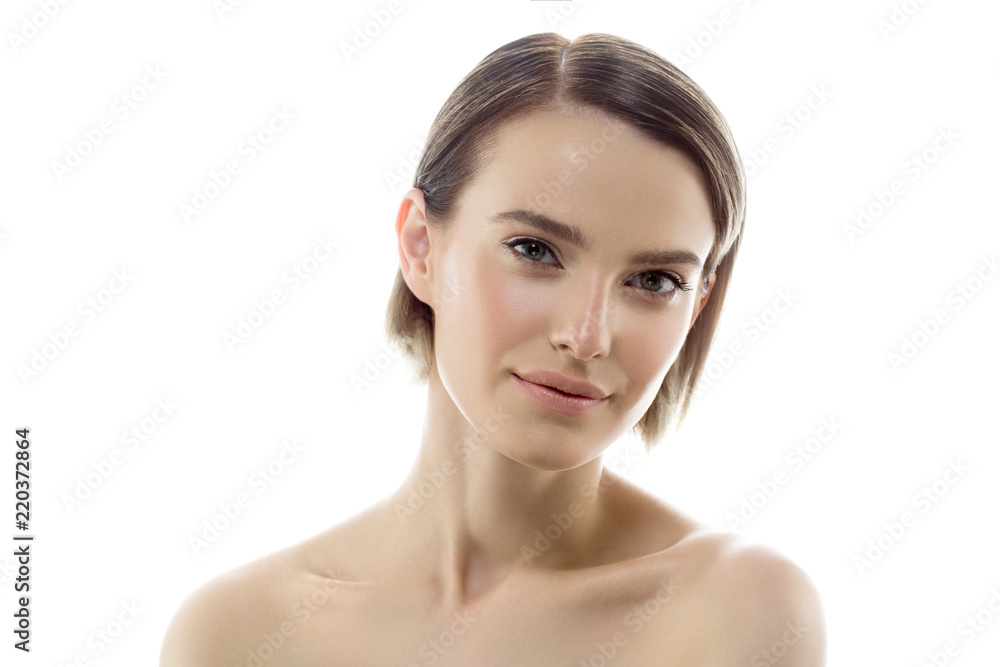 Beautiful face skin healthy and beauty natural makeup isolated on white Beautiful face skin healthy and beauty natural makeup isolated on white