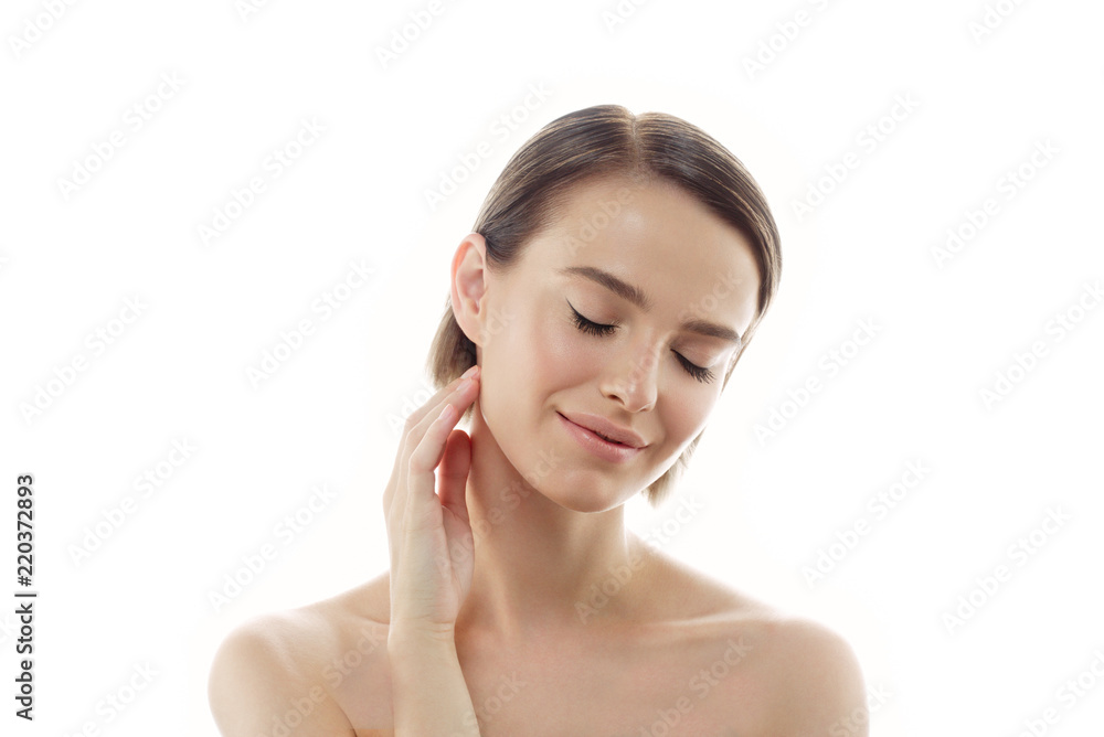 Beautiful face skin healthy and beauty natural makeup isolated on white Beautiful face skin healthy and beauty natural makeup isolated on white