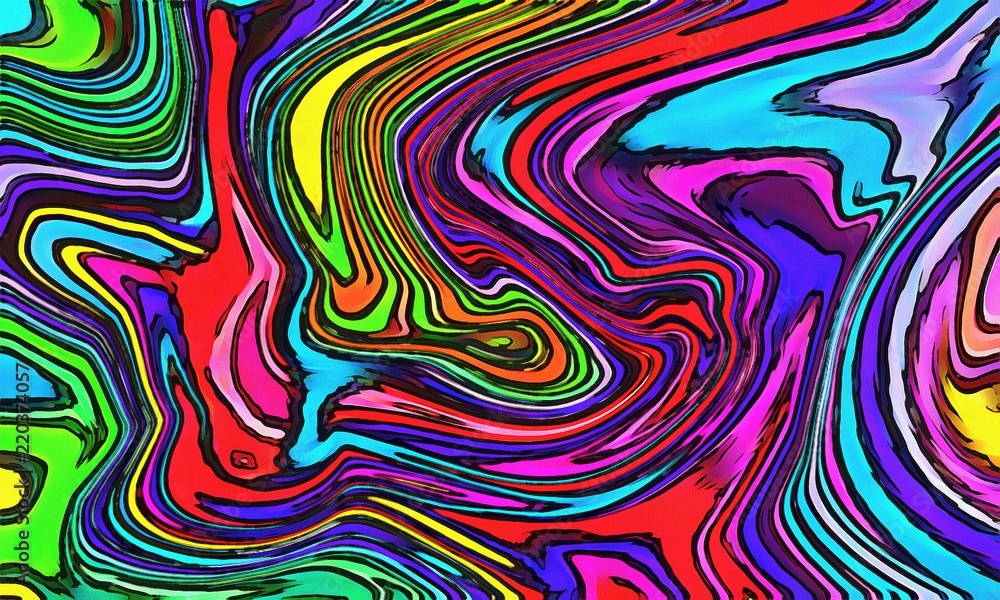 Abstract swirl background. Liquid paint texture in expressionism style. Marble creative backdrop. Graphic fantasy modern fluid painting. Vortex elements. Surreal style psychedelic drawing.