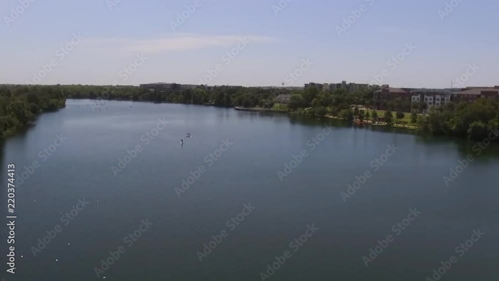 Panning Aerial View of the Ladybird Lake in Austin, Tx Panning Aerial View of the Ladybird Lake in Austin, Tx