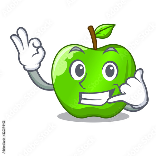 Call me green smith apple isolated on cartoon