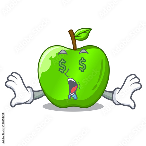 Money eye green smith apple isolated on cartoon