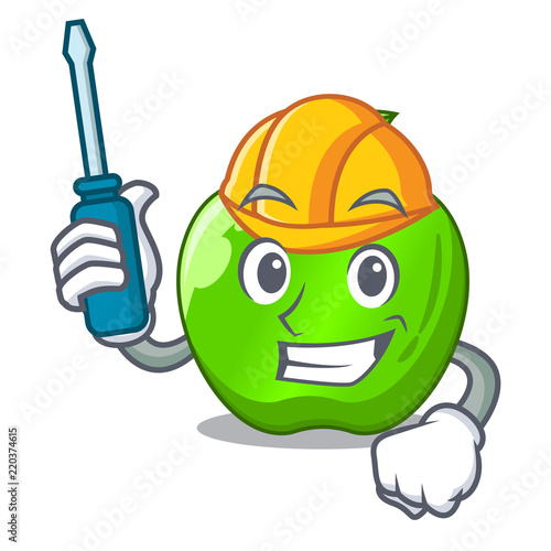 Automotive green smith apple isolated on cartoon