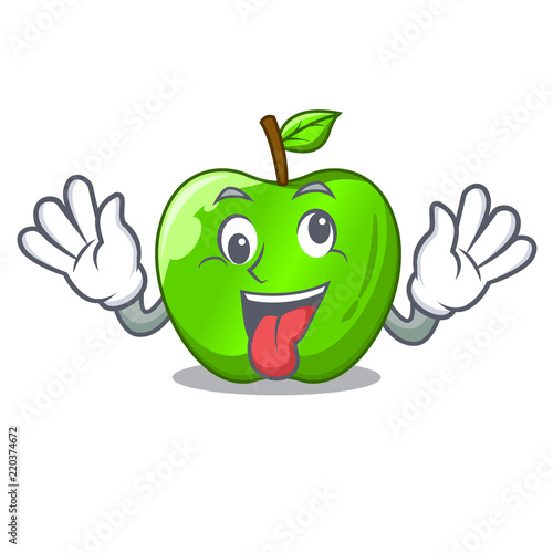 Crazy green smith apple isolated on cartoon