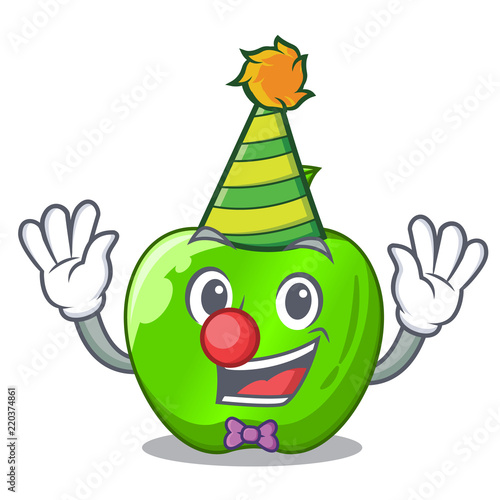 Clown green smith apple isolated on cartoon