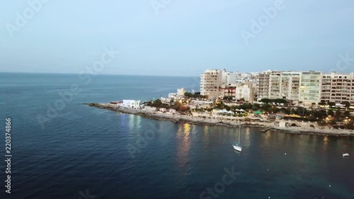 Aerial shot at a summer evening at Balutta Bay. photo