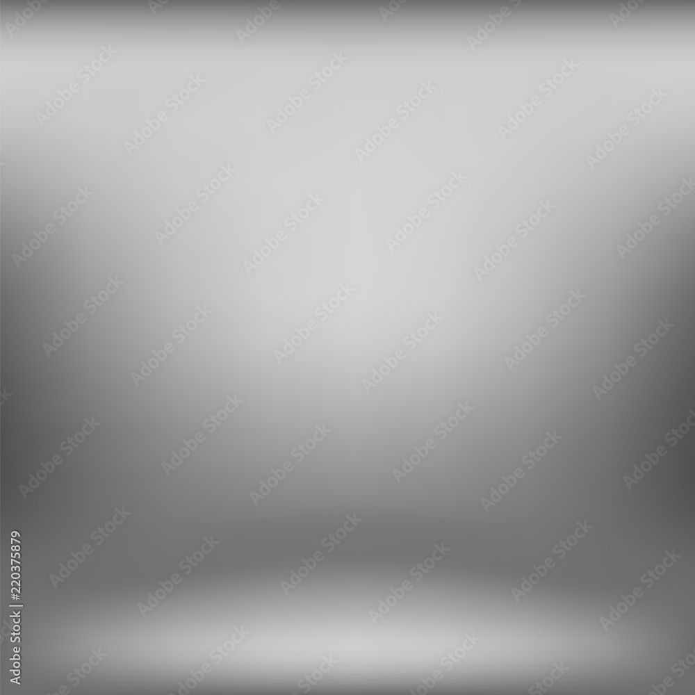 Empty Studio. Light Gray Abstract Background with Radial Gradient Effect. Spotlights Blurred Background.
