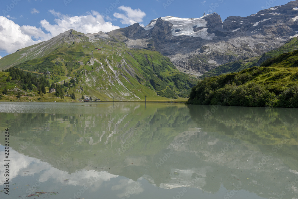 Lake Truebsee over Engelberg on the Swiss alps Lake Truebsee over Engelberg on the Swiss alps
