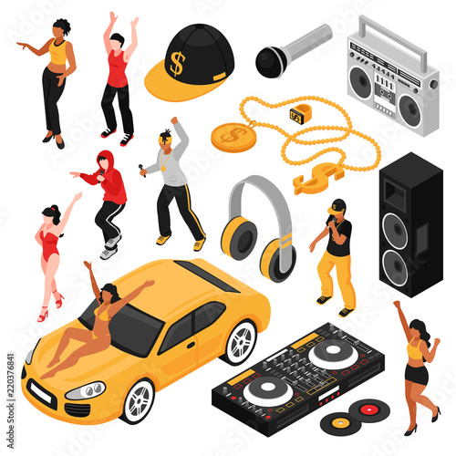 Rap Music Isometric Set 