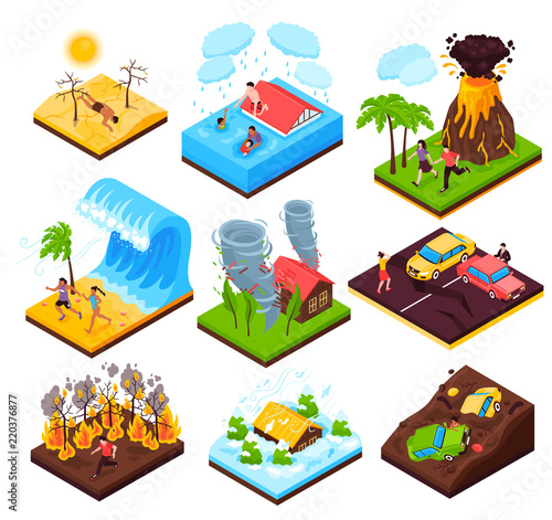 Natural Disaster Isometric Set 