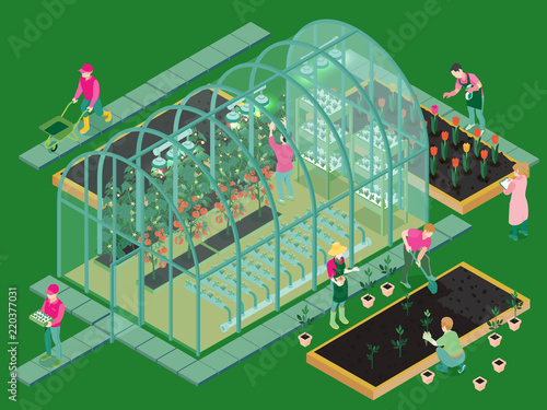 Greenhouse Isometric Composition 