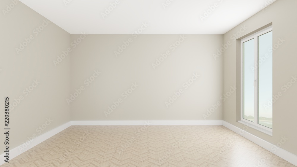 3d render empty room pastel relax style single bed room type light brown 3d render empty room pastel relax style single bed room type light brown