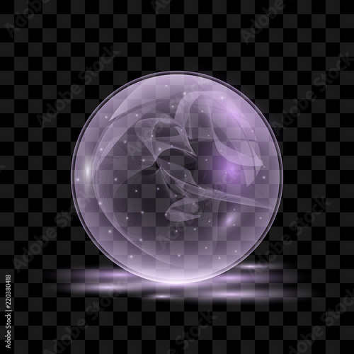 illustration of purple transparent shiny crystal ball logo.